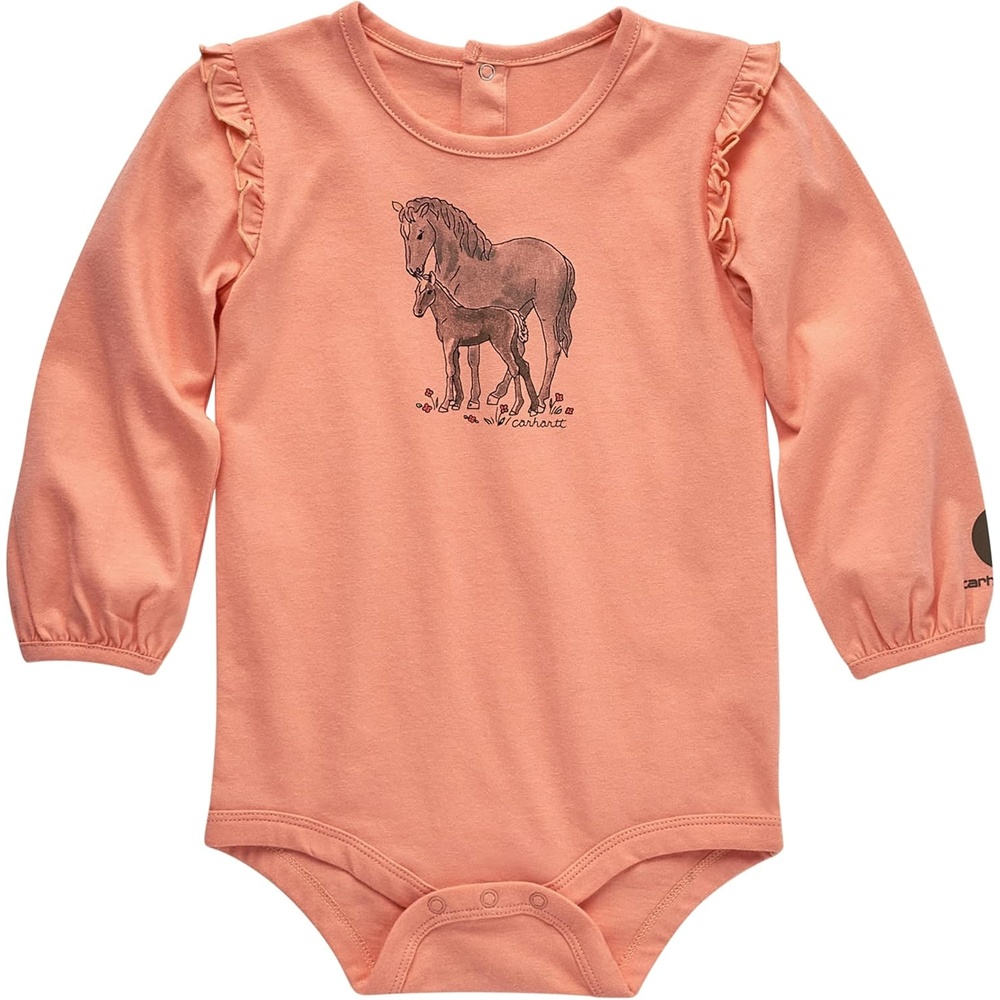 image:imageCarhartt babygirls Knit Long Sleeve Henleyneck BodysuitPeach Amber
