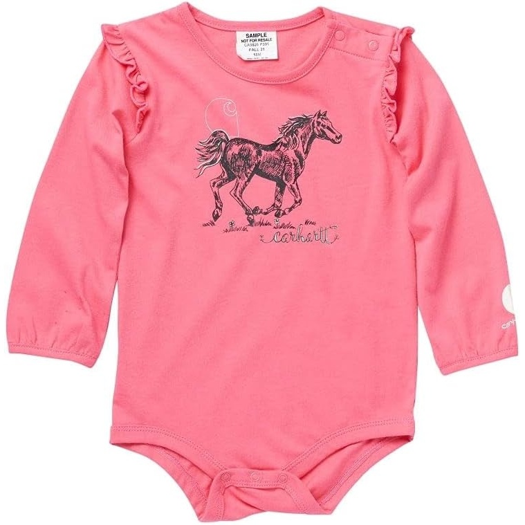 image:imageCarhartt babygirls Knit Long Sleeve Henleyneck BodysuitPink Lemondade