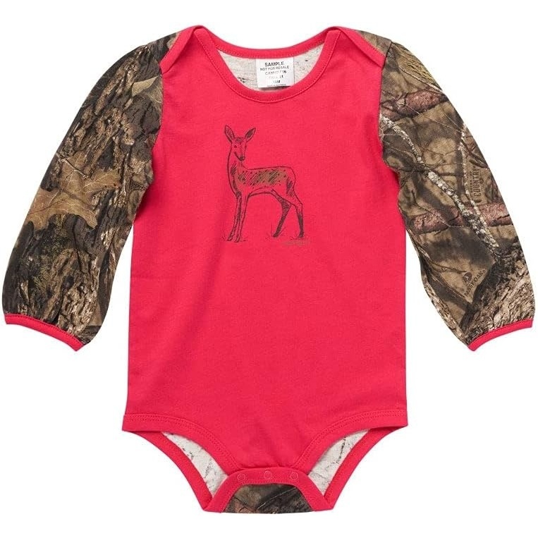image:imageCarhartt babygirls Knit Long Sleeve Henleyneck BodysuitRaspberry