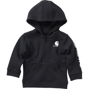 Carhartt Boys’ Hooded Half Zip Sweatshirt(Caviar Black)