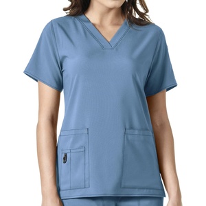 Carhartt Cross-Flex Scrubs for Women, V-Neck Scrub Tops(Azure Blue)