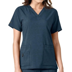 Carhartt Cross-Flex Scrubs for Women, V-Neck Scrub Tops(Navy Heather)