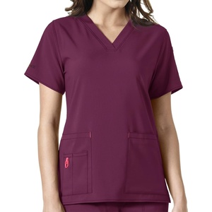 Carhartt Cross-Flex Scrubs for Women, V-Neck Scrub Tops(Wine)