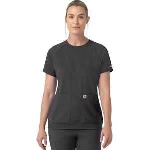 Carhartt Force Cross-Flex Knit Women’s Crew Neck Scrub Top(Pewter)