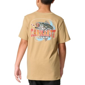Carhartt Kid’s CA6791 Short-Sleeve Fish T-Shirt – Boys(Dark Khaki)