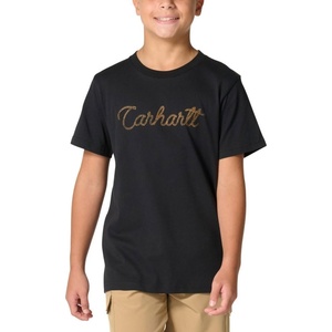 Carhartt Kid’s CA6795 Short-Sleeve Logo T-Shirt – Boys(Caviar Black)