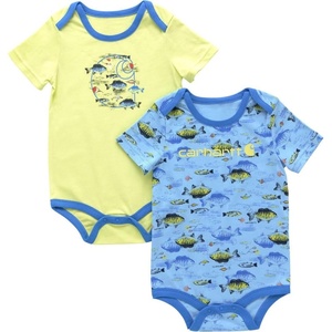 Carhartt Kid’s CG8960 Short-Sleeve Fishing Bodysuit Set – Boys(Fresh Water)