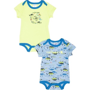 Carhartt Kid’s CG8960 Short-Sleeve Fishing Bodysuit Set – Boys(Light Blue | Lime)