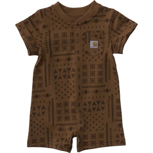 Carhartt Kid’s CM5419 Short-Sleeve French Terry Romper – Unisex(Carhartt Brown)