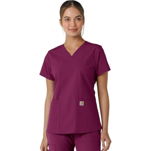 Carhartt Scrubs C12313 Women’s Force® Essentials Modern Fit V-Neck Top(Wine)