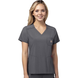Carhartt Scrubs C12610 Women’s Force® Cross-Flex Modern Fit Chest Pocke(Pewter)