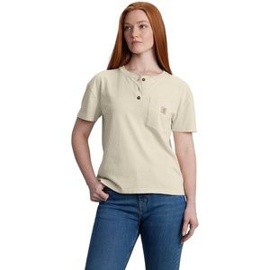 Carhartt Women’s 106813 Women’s Loose Fit Short-Sleeve Heavyweight Henley T-Shi(Oat Milk)