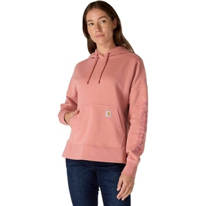 Carhartt Women’s Oversized-fit Midweight Hooded Heart Graphic Sweatshirt(Rose Tint)