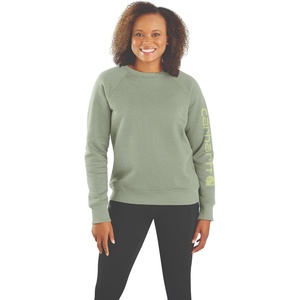 Carhartt Women’s Relaxed Fit Midweight Graphic Crewneck Sweatshirt(Sage Heather)