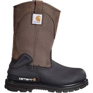 Carhartt Heritage 11” Insulated Waterproof Wellington Boot – Steel Toe, Helcor Leather, TPU Heel Guard and Achilles Flex Joint(Dark Brown/Black Leather)