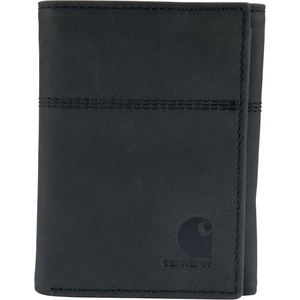 Carhartt Men’s Casual Saddle Leather Wallets, Available in Multiple Styles and Colors, Carhartt Brown (Bifold)(Black (Trifold))