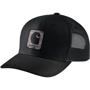 Carhartt Men’s Rugged Flex Twill Mesh-Back Camo Patch Cap(Black)