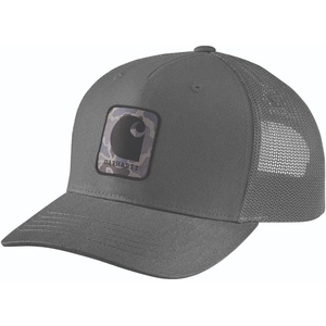 Carhartt Men’s Rugged Flex Twill Mesh-Back Camo Patch Cap(Gravel)