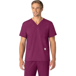 Carhartt Scrubs C15013 Unisex Force® Modern Fit V-Neck Top(Wine)