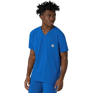 Carhartt Scrubs for Men Force Cross-Flex V-Neck Tops with 3 Pockets(Royal)